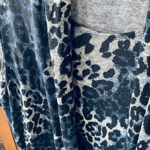 Alfred Dunner plus size open front leopard cardigan built-in tank 1X gray blue - Picture 8 of 9